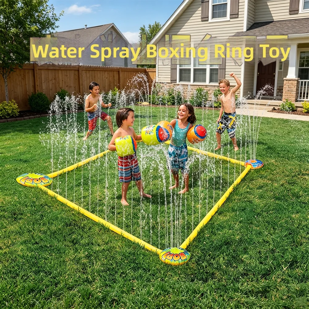 Inflatable Boxing Ring Water Spray Toy Kids Interactive Fighting Game Outdoor Backyard Pool Party Summer Fun Play Toy for Child