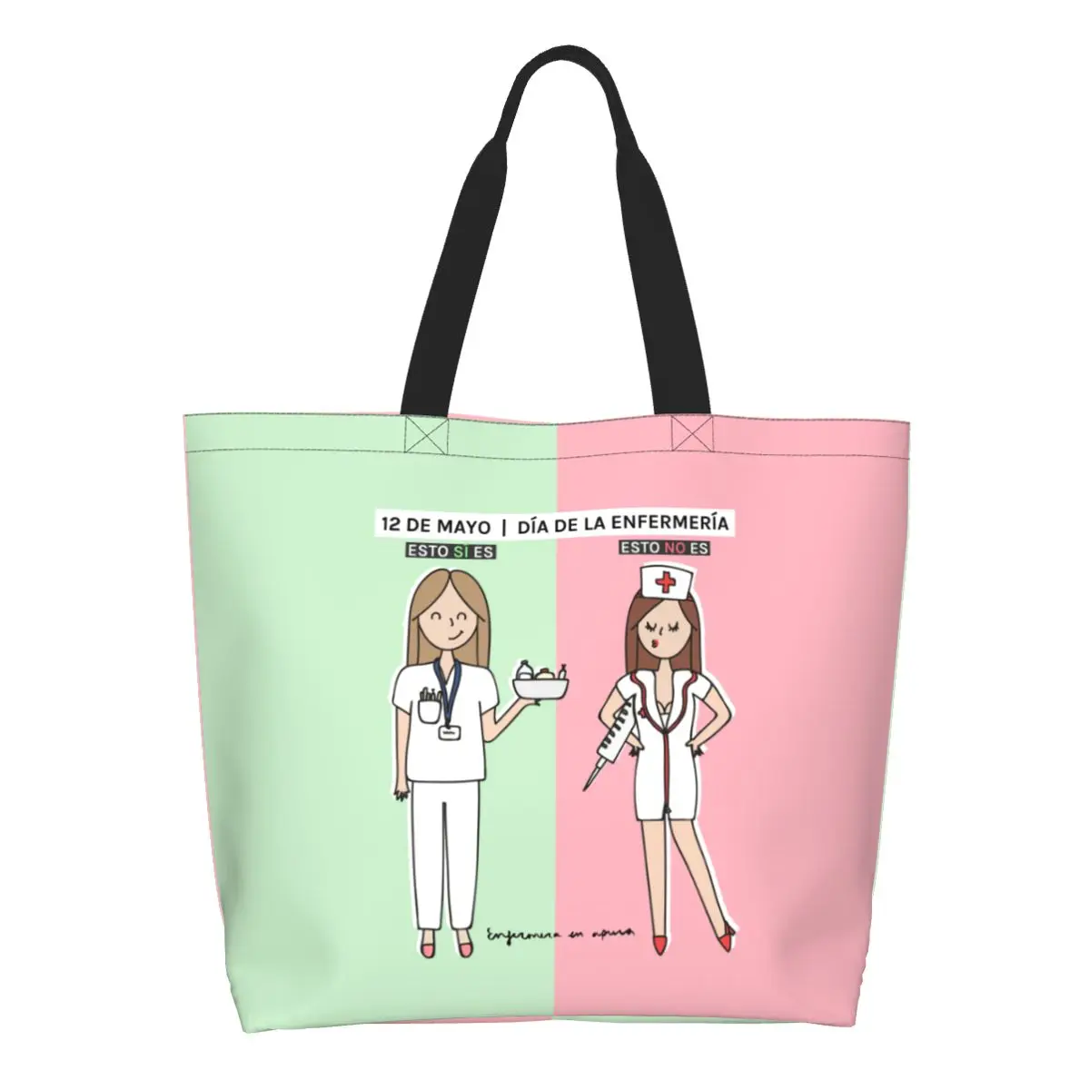 

Fashion Unisex Enfermera En Apuros Nurse Tote Shopping Bag Large Capacity Merch Tote Bags Large