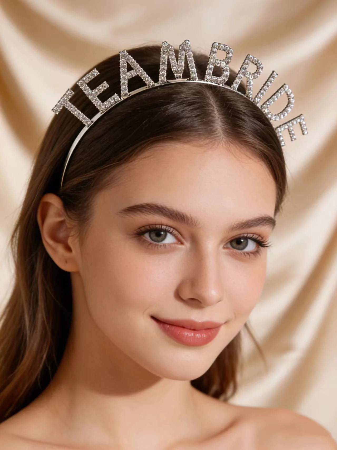 Team Bride Rhinestone Letter Headband European and American Style Bachelorette Party Bridesmaid Headwear Bride Pre-Wedding Party Photo Shoot Headband
