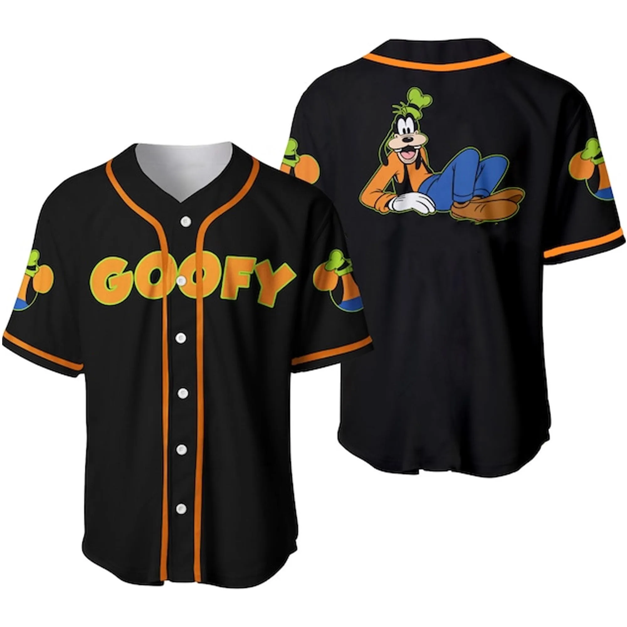 

2024 New Summer Button Goofy Dog Cartoon Disney Custom Personalized Baseball Jersey Training Uniform For Adult/kid Baseball