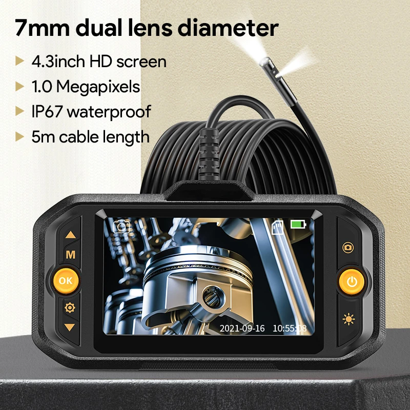 OEM ODM Manufacturer TS43 Dual lens Waterproof Industrial Video Endoscope 4.3 inch HD Display Borescope Inspection