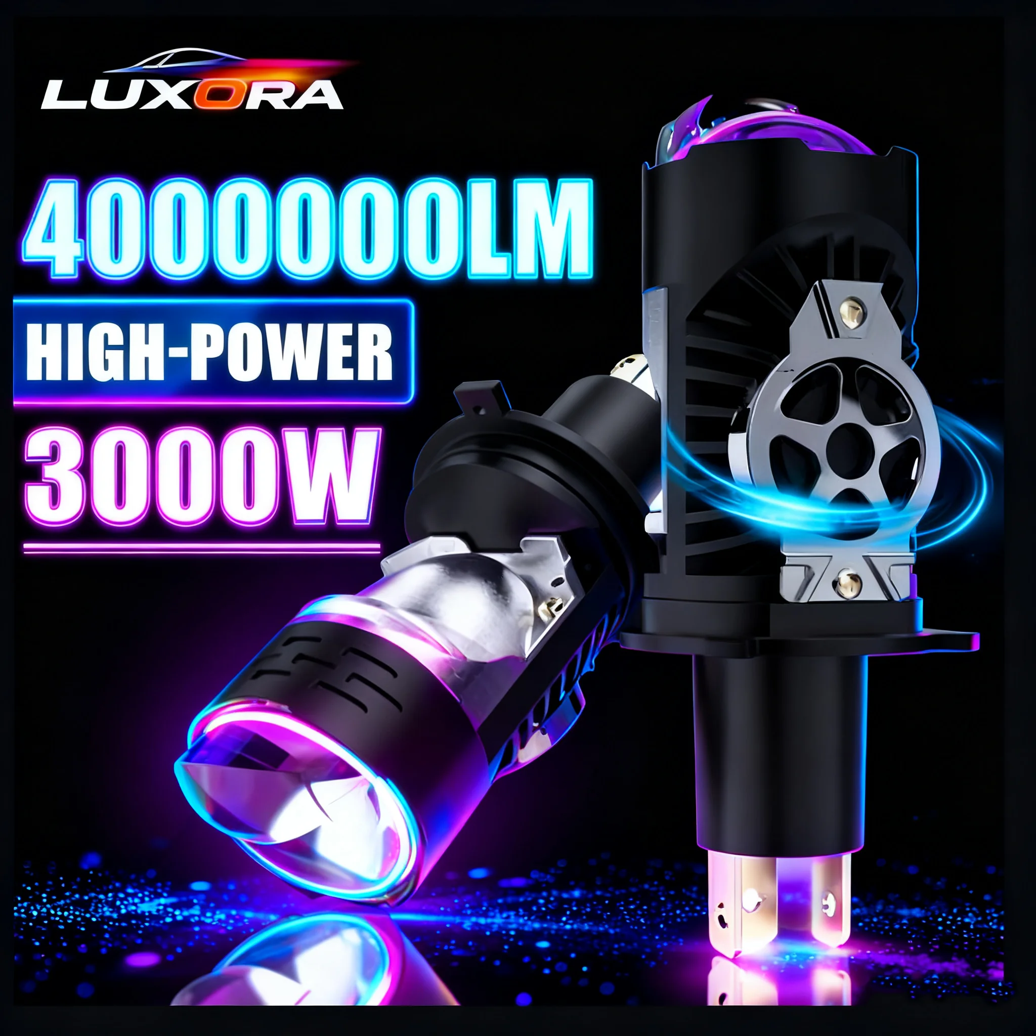 

LED Headlight Bulbs New H4/9003/HB2 Projector Lens Canbus Super Bright LED 3000W 4000000LM 6000K Hi/Low Beam For Car&Motorcycle
