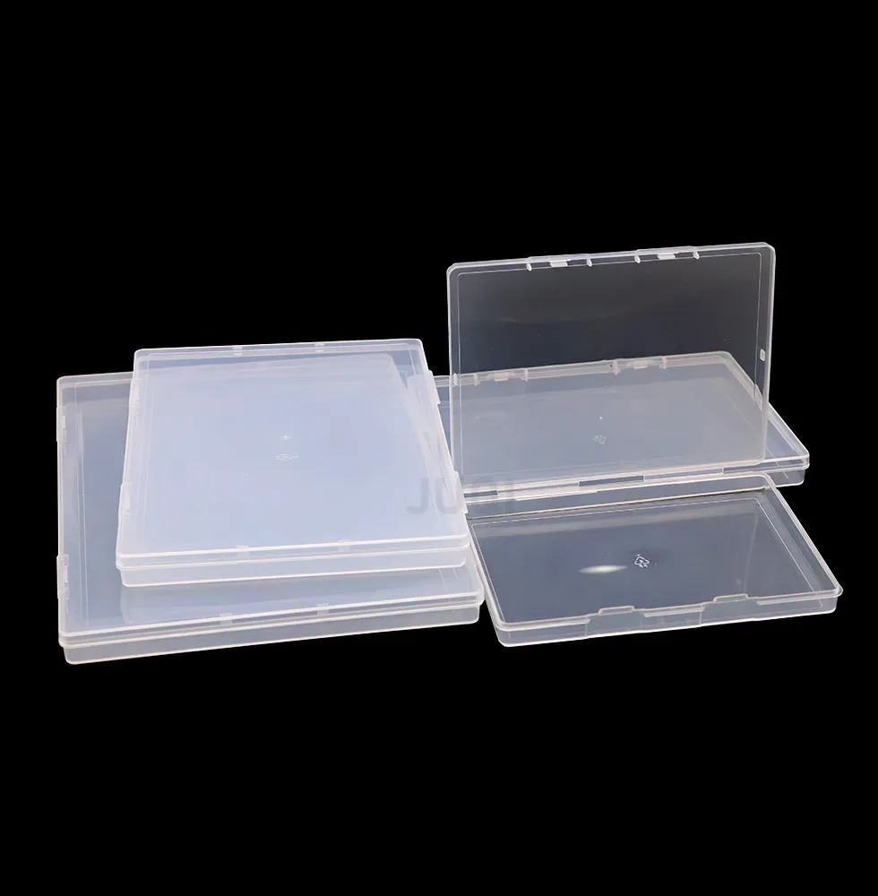 Transparent Desktop Stationery Clear Pencil Box Stickers Storage Case Table Desk Classification Box Plastic Stationary Organizer