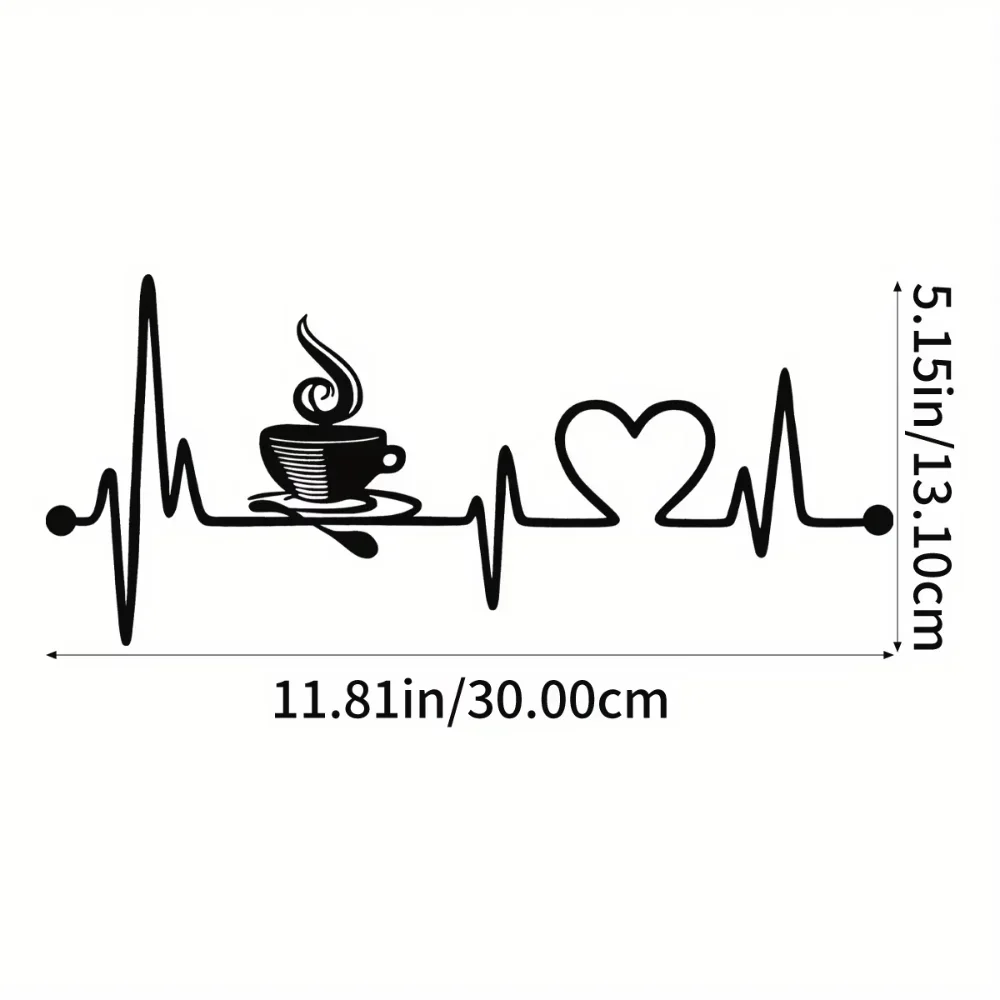 Classic Coffee Heartbeat Metal Wall Sign, Decorative Coffee Lover Stand Art Humorous Bar Counter Decor Home Heartbeat Decor