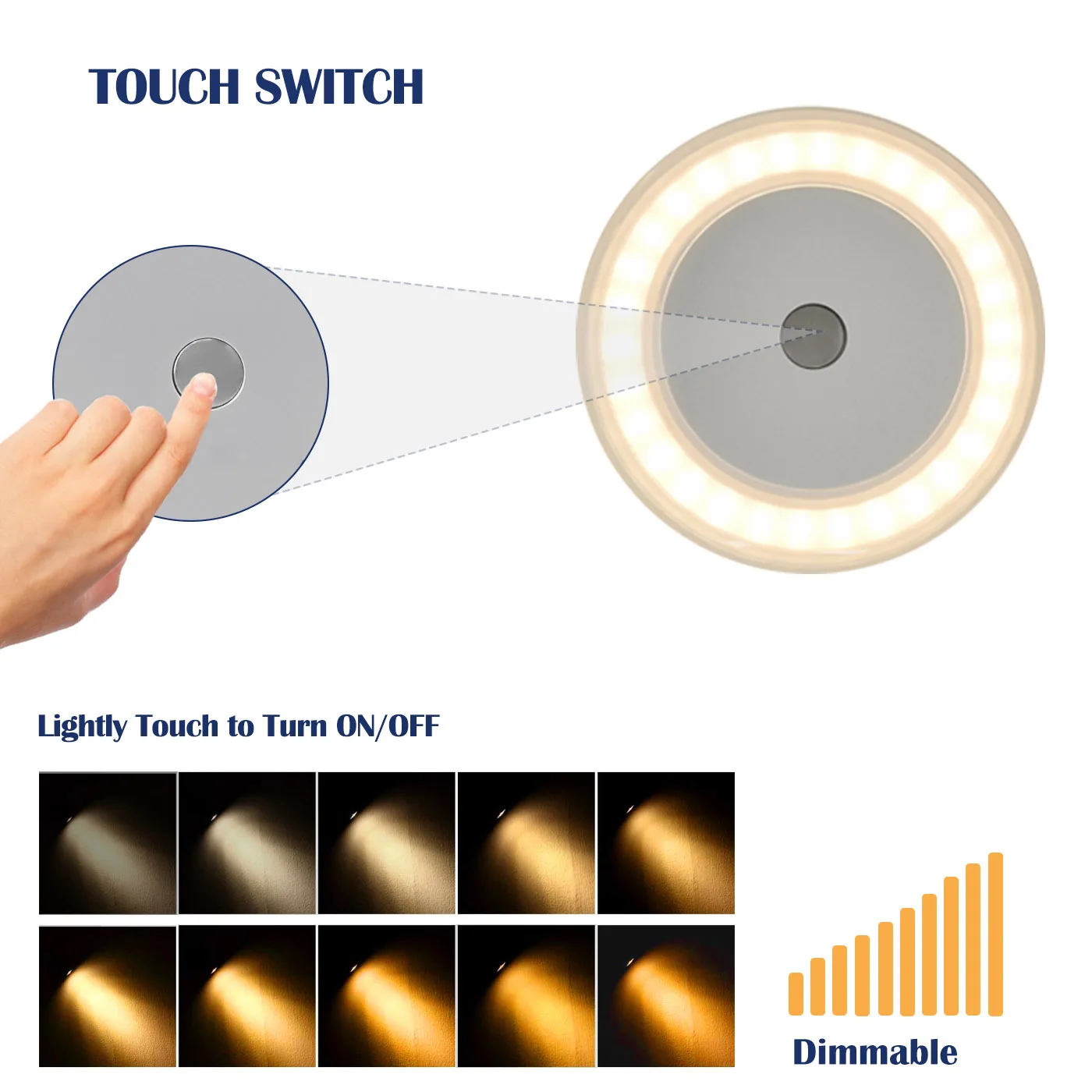 LED RV Touch Ceiling Light Surface Mount 12V DC Interior Lamp with On&Off Switch for Marine Boat Caravan Camper Accessories