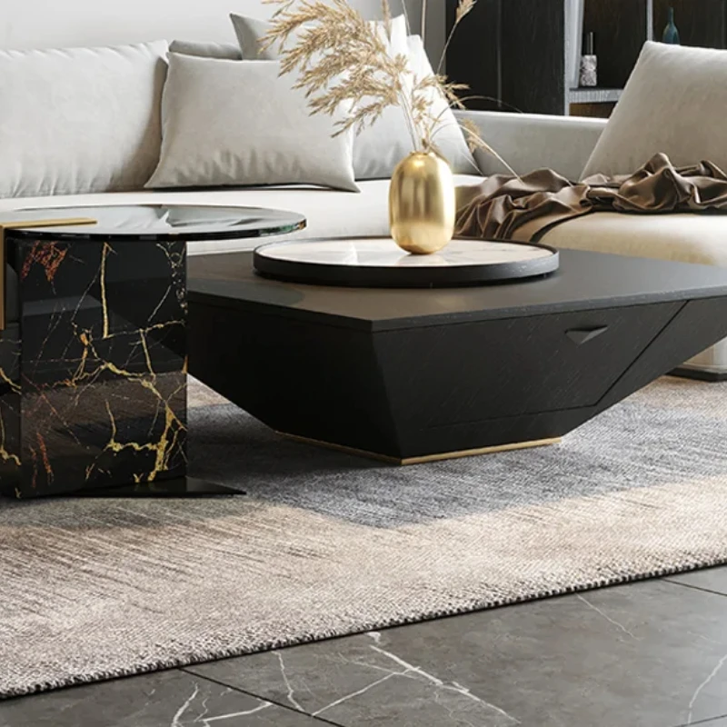 

Light Luxury Stone Plate Coffee Table Combination Small Apartment Nordic Modern Solid Wood Simplicity Marble