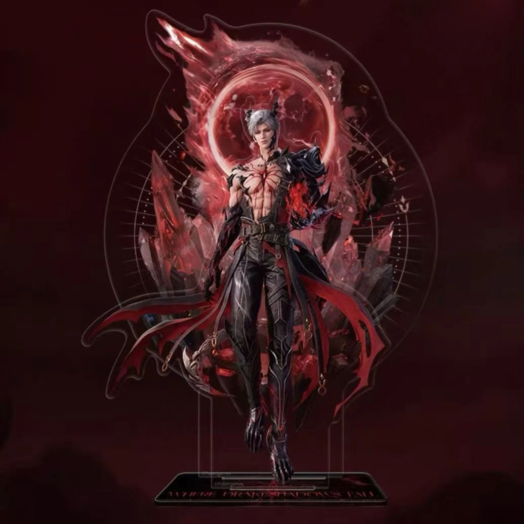 Cool Horned Warrior Figurine Acrylic Stand Red Flame Background Clear Plate Game Peripheral Desk Decoration Hobby Gift