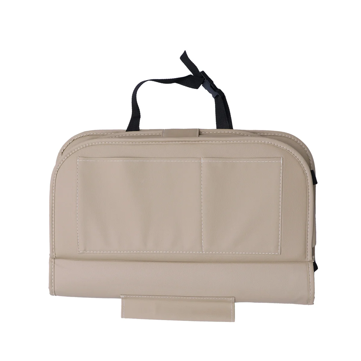 حقيبة تنظيم المقعد الخلفي للسيارة باللون البيج، حامل تخزين متعدد الوظائف، تصميم صينية قابلة للطي، سهل الاستخدام للرحلات #3