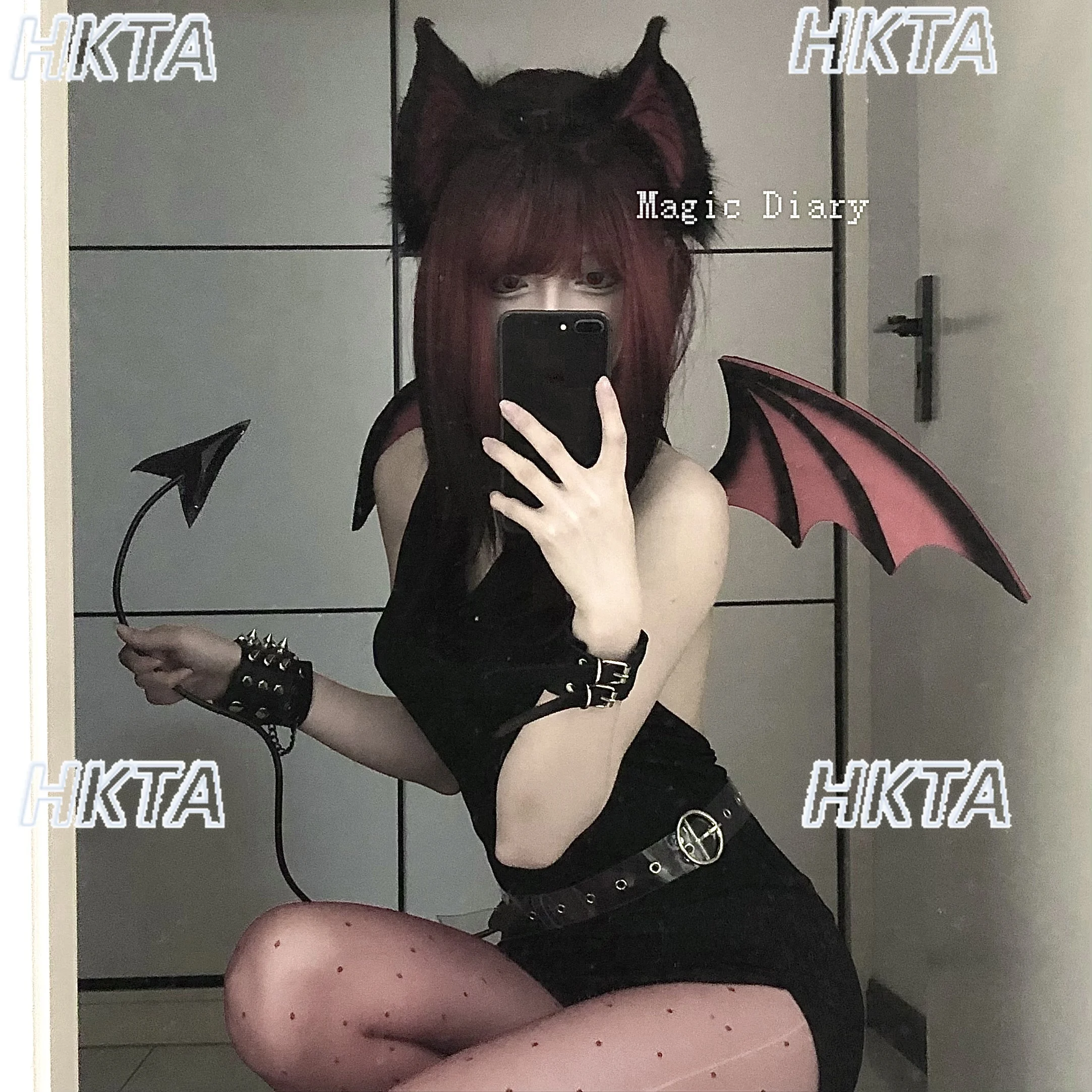マジックバットヘッドバンド翼尾ダークロリータサブカルチャーハロウィンアクセサリーゴシック動物耳コスプレヘアアクセサリー女の子