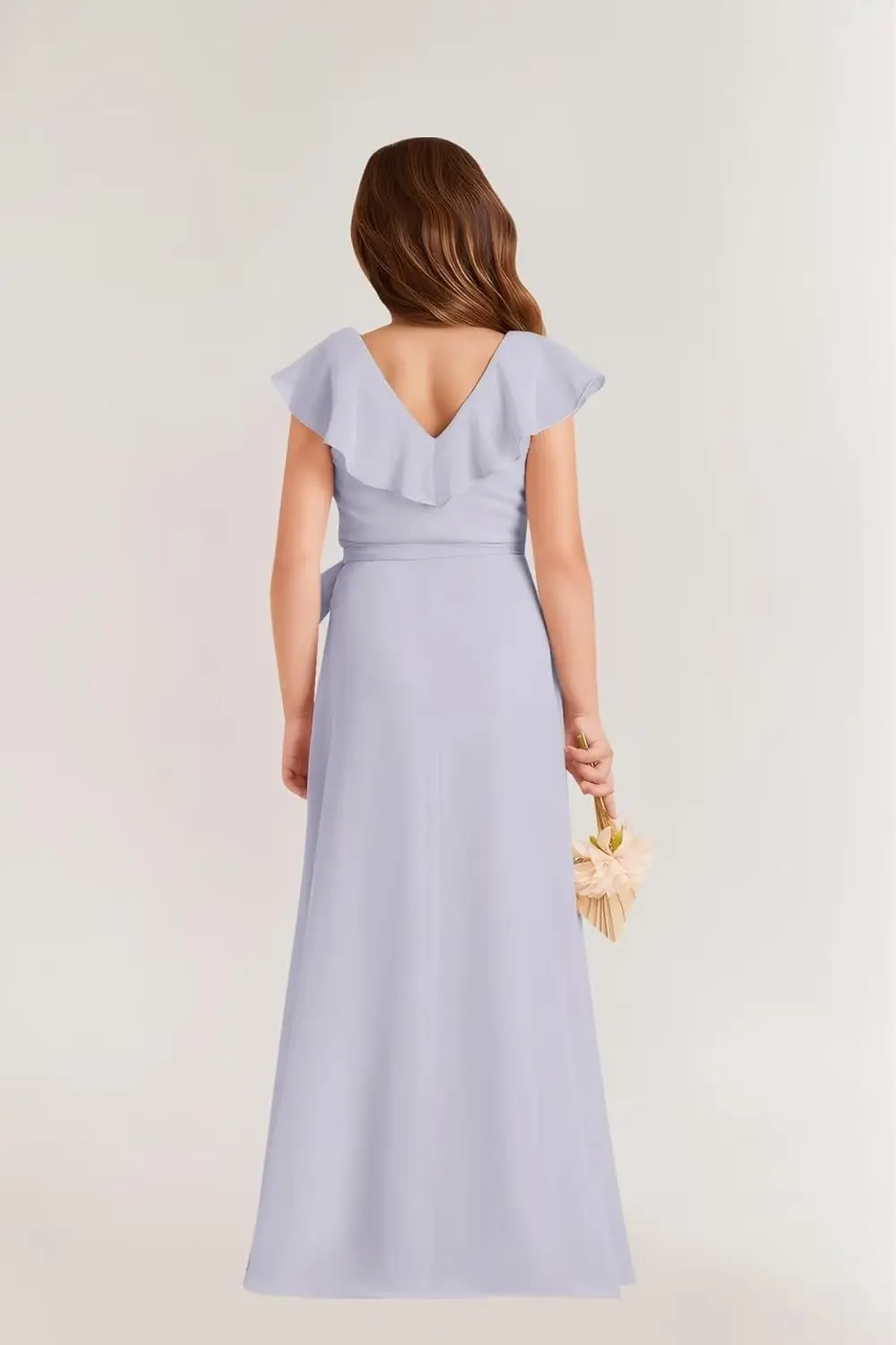 A Line Short Sleeves Junior Bridesmaid Dresses for Wedding Chiffon A-Line Formal Party Flower Girl Dress  Girl Dress