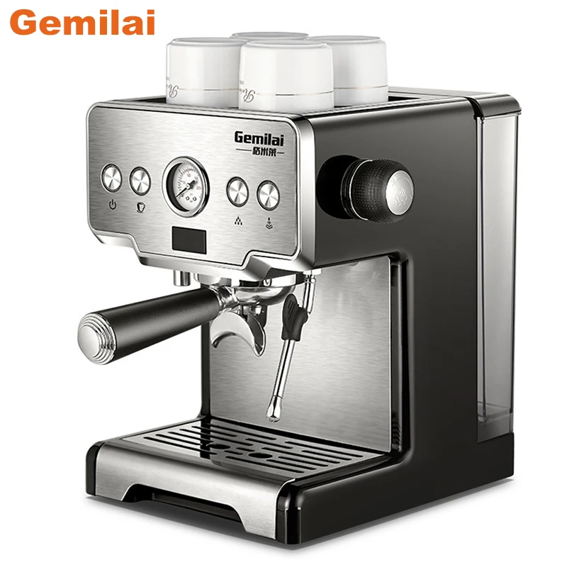 Gemilai CRM3605 Coffee Maker 15 Bar Pump Pressure Semi-Automatic Italian Espresso Machine Hot Steam Milk Foam