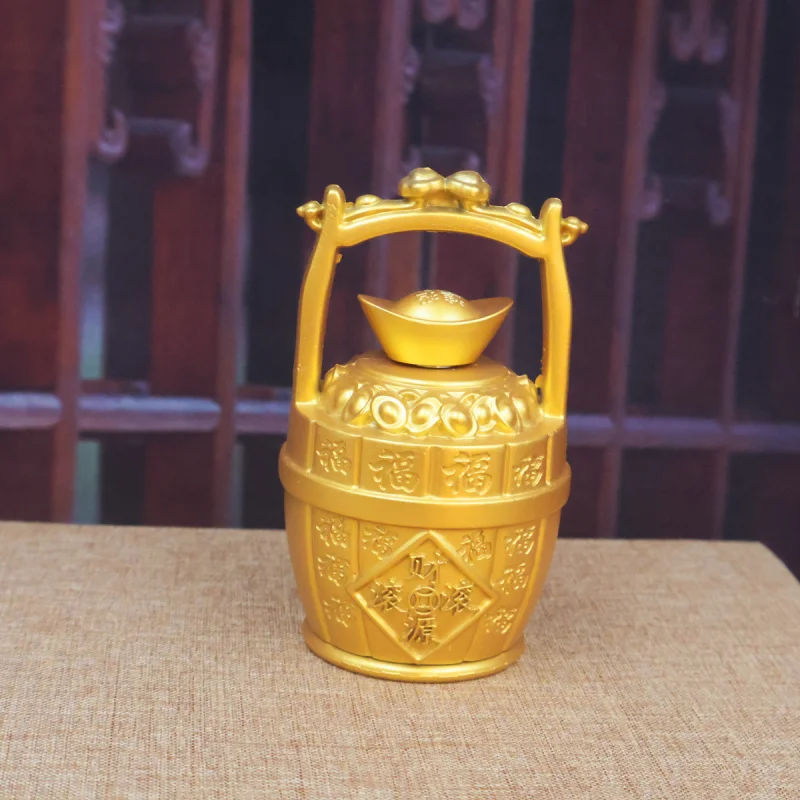 

A Bucket of Gold Ingots Plaything Daily Progress Gold Office Living Room Desktop Ornament Rotating Ingots Bucket of Gold Ornamen