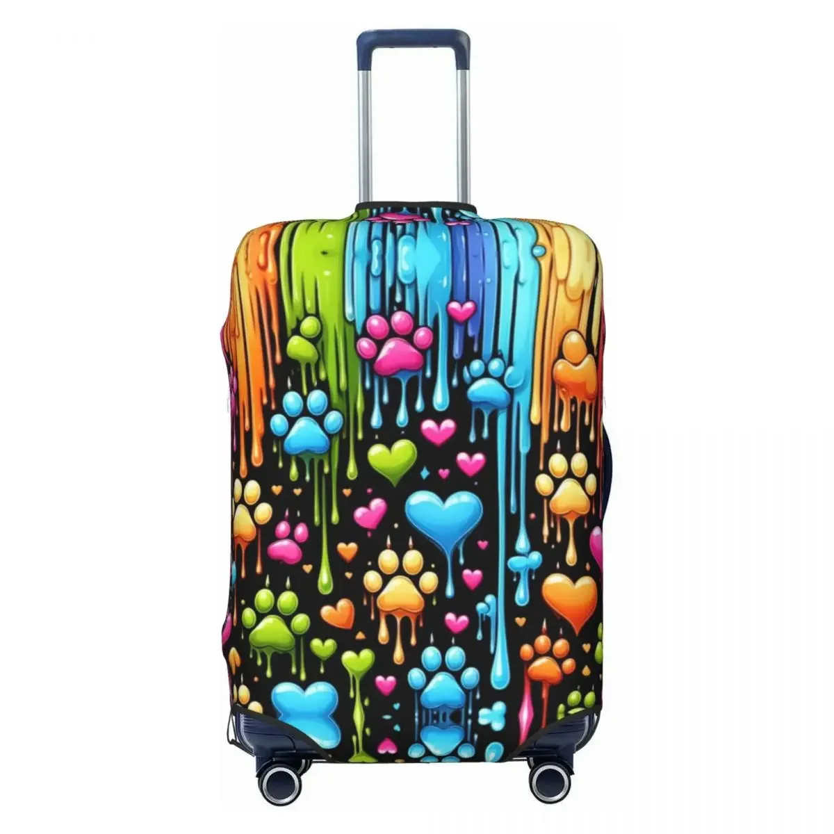 

Custom Rainbow Dog Paw Heart Pattern Luggage Cover Cute Suitcase Protector Covers Suit For 18-32 inch