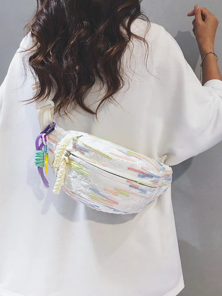 fashionable-casual-unisex-crossbody-bag-sporty-leisure-travel-riding-nylon-material-stripe-pattern-medium-size-soft-style