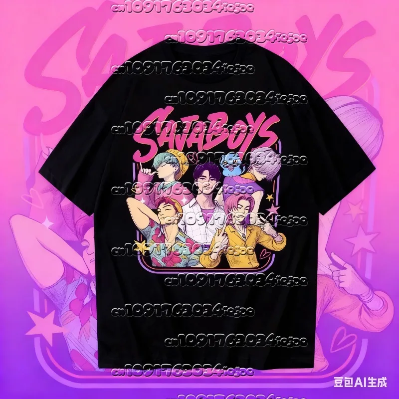 

Kpop Demon Hunters мото футболка Harajuku с круглым вырезом 100% чистый хлопок подарок для фанатов летние топы с короткими рукавами для певиц женская одежда