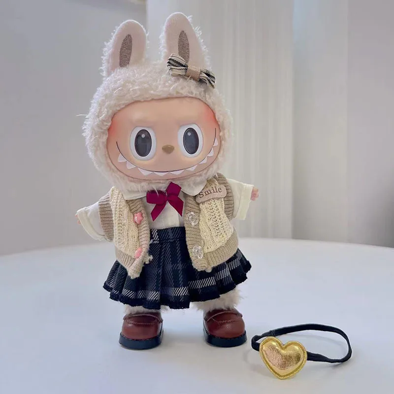 Only Clothes 17cm Pendant Blind Box Labubu Doll Keychain Labubu Doll Dress Up Jk Suit Skirt Cute Play House Gift