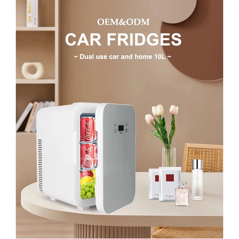 Sturdy 10L Portable Car Fridge Cooler Warmer with LED Mirror Light 12V SUV Camping Travel Parts