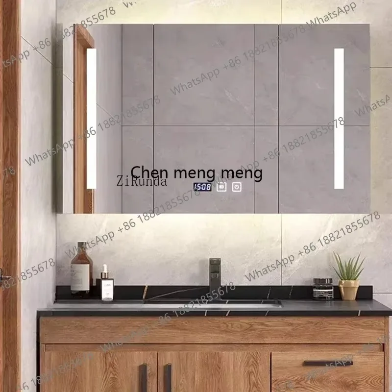 

H Nordic Simple Bathroom Mirror Cabinet Wall Hanging Fog Removal Toilet Storage Mirror Cabinet Home Furniture Mueble Lavabo