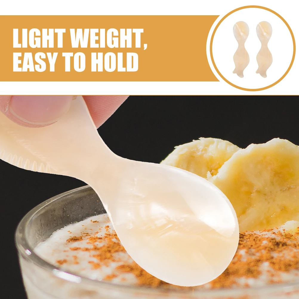 

2 Pcs Shell Spoon Ice Cream Icecream Caviar Serving Food Scoops Small Sugar Mini Dessert Spoons