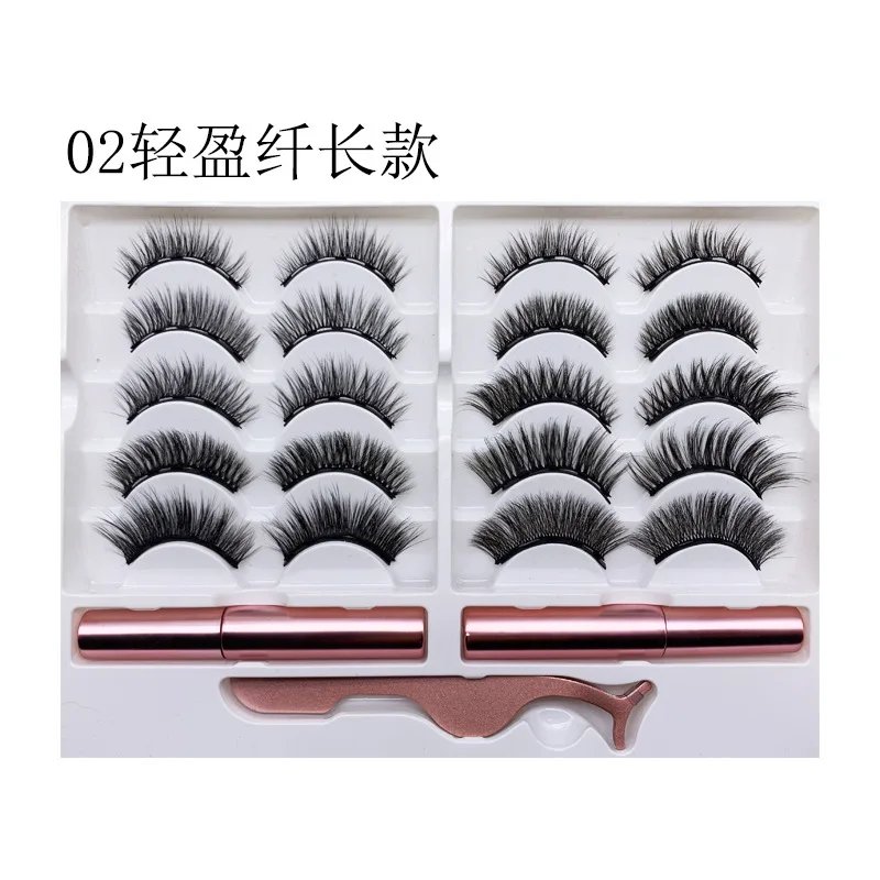 Magnetic eyeliner 10 pairs, magnetic eyelashes set 3D magnet eyelash magnetic lashes wholesale reusable eye lashes