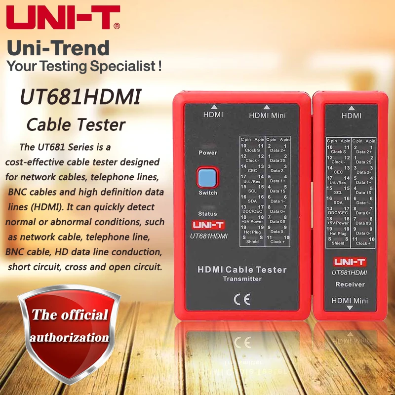 UT681HDM UNI-T Cable Tester MINI-H-D-M High-definition Data Cable Tester Manual / Automatic Shutdown B319