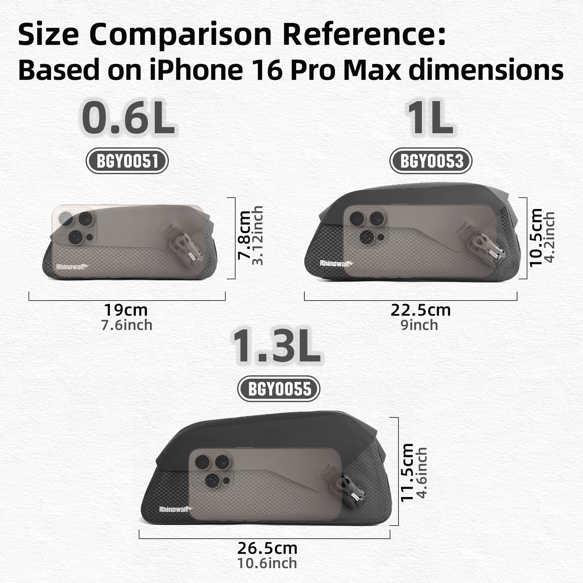 حقيبة أنبوبية للدراجة من Rhinowalk حقيبة أمامية مقاومة للماء لركوب الدراجات مع حزام مشبك مغناطيسي ومثبت على المسمار لدراجة الحصى على الطرق الجبلية #3