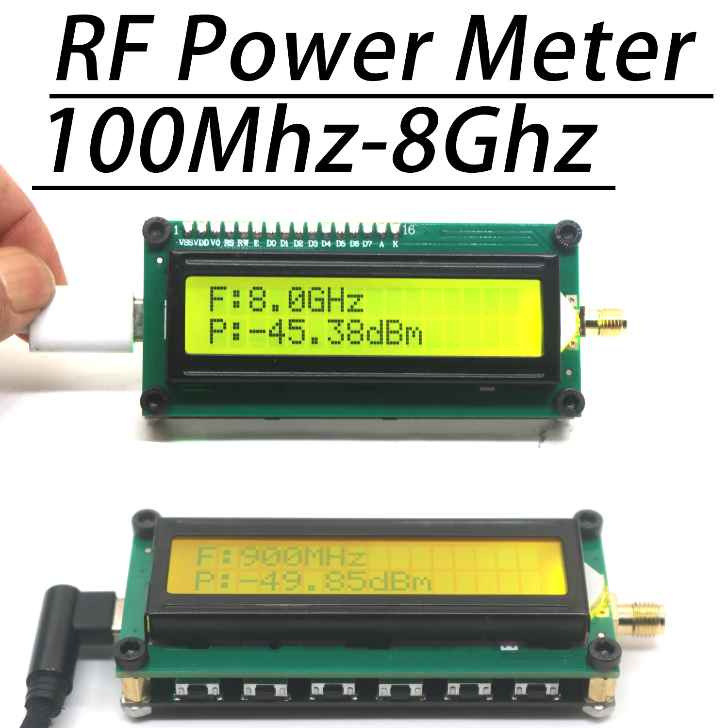 Detector do Sinal do Amplificador da Antena do Rádio da Elevada Precisão 1mhz8ghz Ad8319 Medidor do Poder do rf Arw227 24bit Adc 915m 1.2g 1.5g 2.4g 5.8g Ad8319