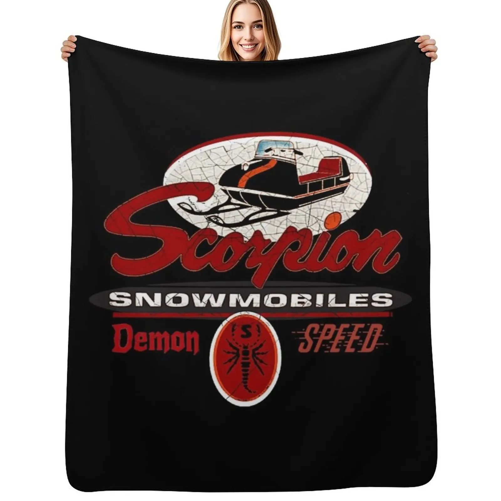 

Scorpion Vintage Snowmobiles USA Throw Blanket Flannel Soft Comforter Blanket