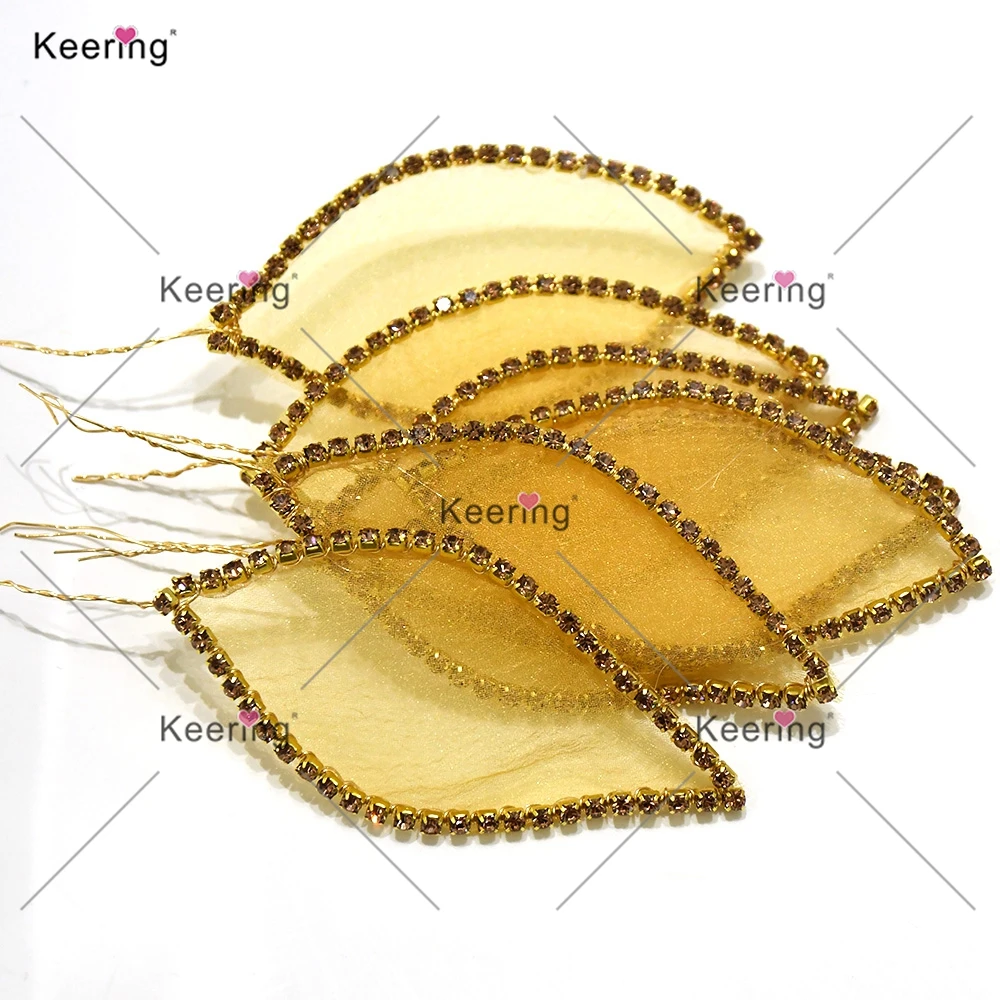 3D Rhinestone Leaf  Yarn-Flower  8CM Leaf for Wedding Dress,（100pcs) WHD-130