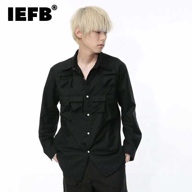 

IEFB 2024 Autumn Shirt Men New Korean Trend Three-dimensional Multi-pocket Niche Single Breasted Casual Solid Color Top 9C5725