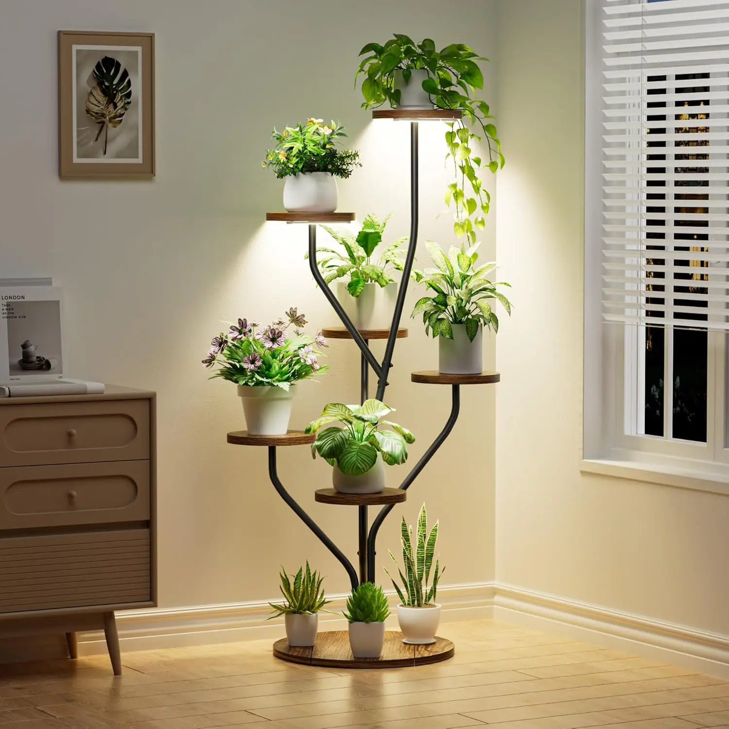 Plant Stand Indoor with Grow Lights - Tree-Shaped Plant Shelf, 7 Tiered Corner Plant Stands for Indoor Plants Multiple, 54