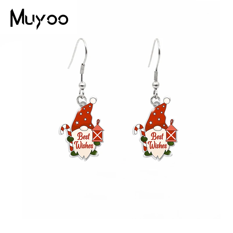 2022 New Merry Christmas Gnome Dangle Earring Holiday Acrylic Fish Hook Earrings Cute Epoxy Jewelry Gifts