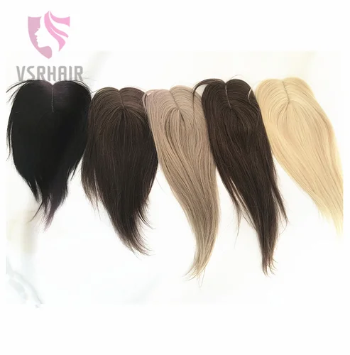 Imagen 2 del producto Vsr-Topper de cabello humano POP para mujer, Clip de una pieza, colores de Piano, encaje suizo Rubio, dos clips, Toppers de cabello para mujer