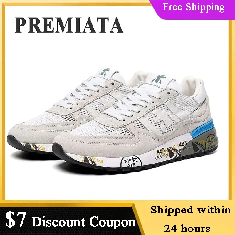 PREMIATA Sneakers pria asli generasi baru desain mewah kulit asli sejuk warna-warni elemen Tenis sepatu kasual