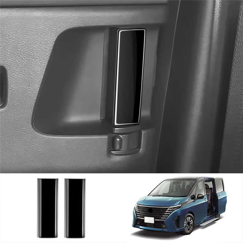 Car Bright Black Middle Interior Door Handle Frame Panel Trims Sticker for Nissan SERENA C28 2022-2023