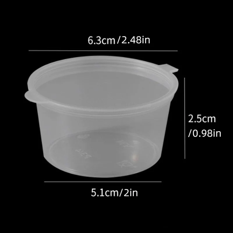 50Pcs/set Plastic Takeaway Sauce Cup Containers Food Box With Hinged Lids 25/50ml Pigment Paint Box Palette Disposable Box