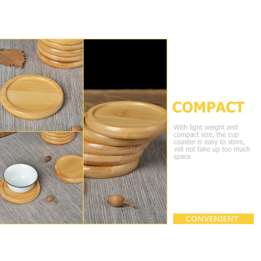 

6Pcs Bamboo Coasters Small Plant Saucer for Home Office Tea Restaurant Decor Bamboo Coasters Small Coaster