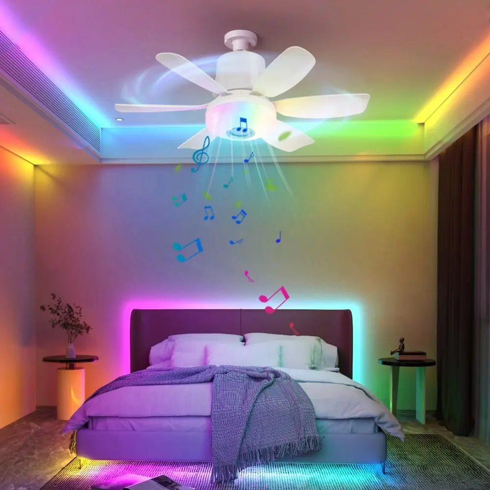 

Потолочный вентилятор 2 в 1, RGB с функцией синхронизации музыки Bluetooth, электрический беспроводной вентилятор, защита глаз, универсальный