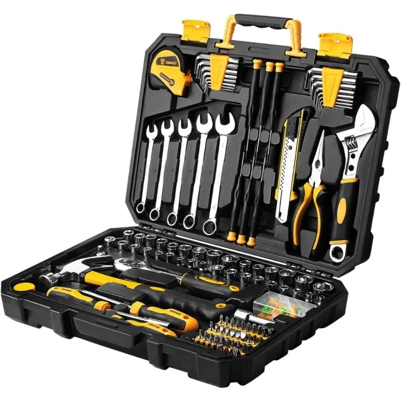 

General Household Hand Tool Kit 158 Piece Auto Repair Tool Set with Plastic Storage Case
