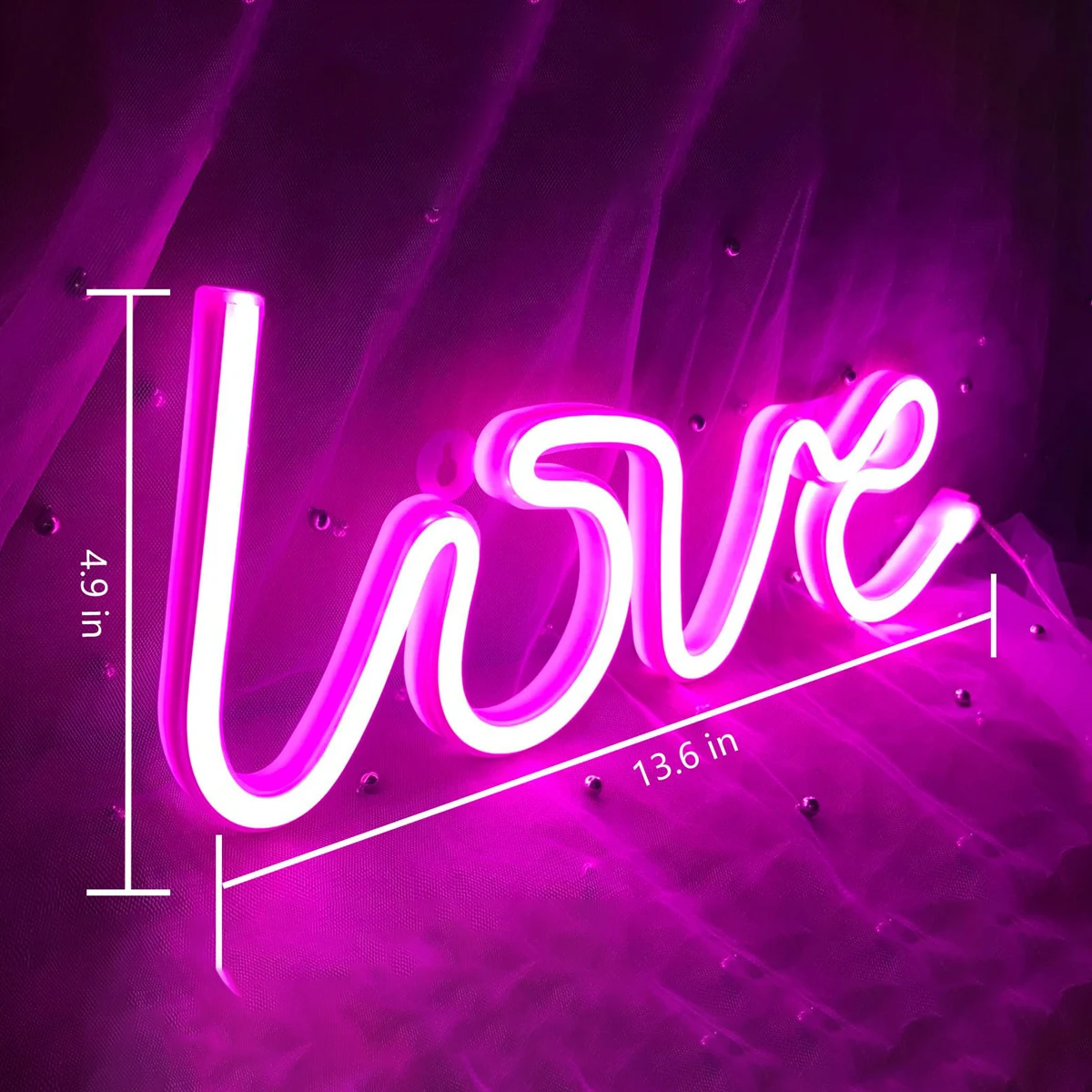 Letrero de luz de neón LED LOVE para suministros de fiesta, decoración de mesa, luces nocturnas estéticas para dormitorio, bar, día de San Valentín, regalos de cumpleaños