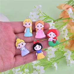 10Pcs Resin Cartoon Princess Girl Charms for Earrings Pendant Necklace Keychain DIY Fashion Jewelry Making Accessories