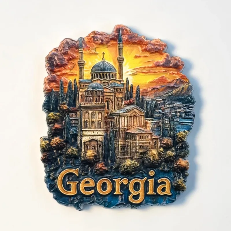 Georgia Fridge Stickers Mount Kazbek Gergeti Trinity Church Souvenirs Sighnaghi Pheasant's Tears Winery Fridge Magnets Gifts