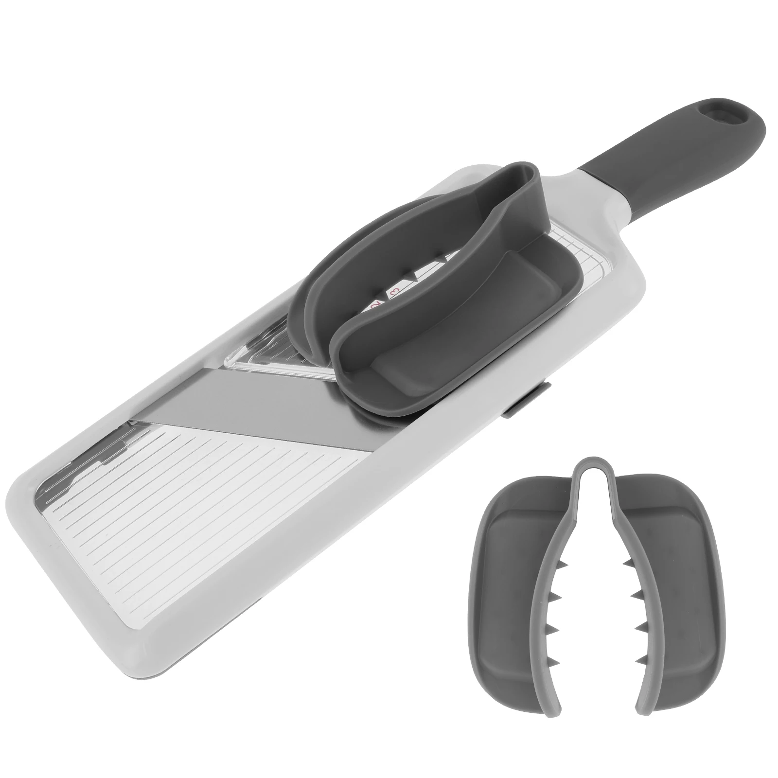 

Adjustable Mandoline Food Slicer Handheld Mandoline Slicer with 2Pcs Food Holder Comfort Grip Mandoline Slicer Kitchen Tool