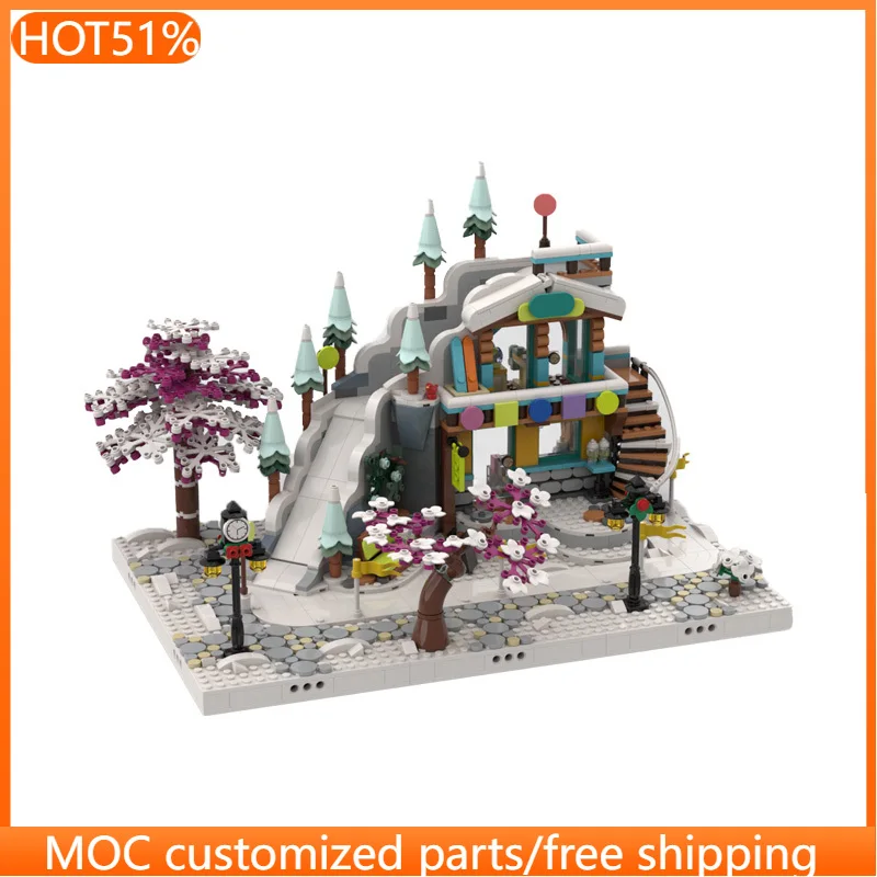 

Набор для сборки средневекового ски-курорта и кафе (654 детали), MOC, модульный конструктор, DIY, подарок для мальчиков на праздники