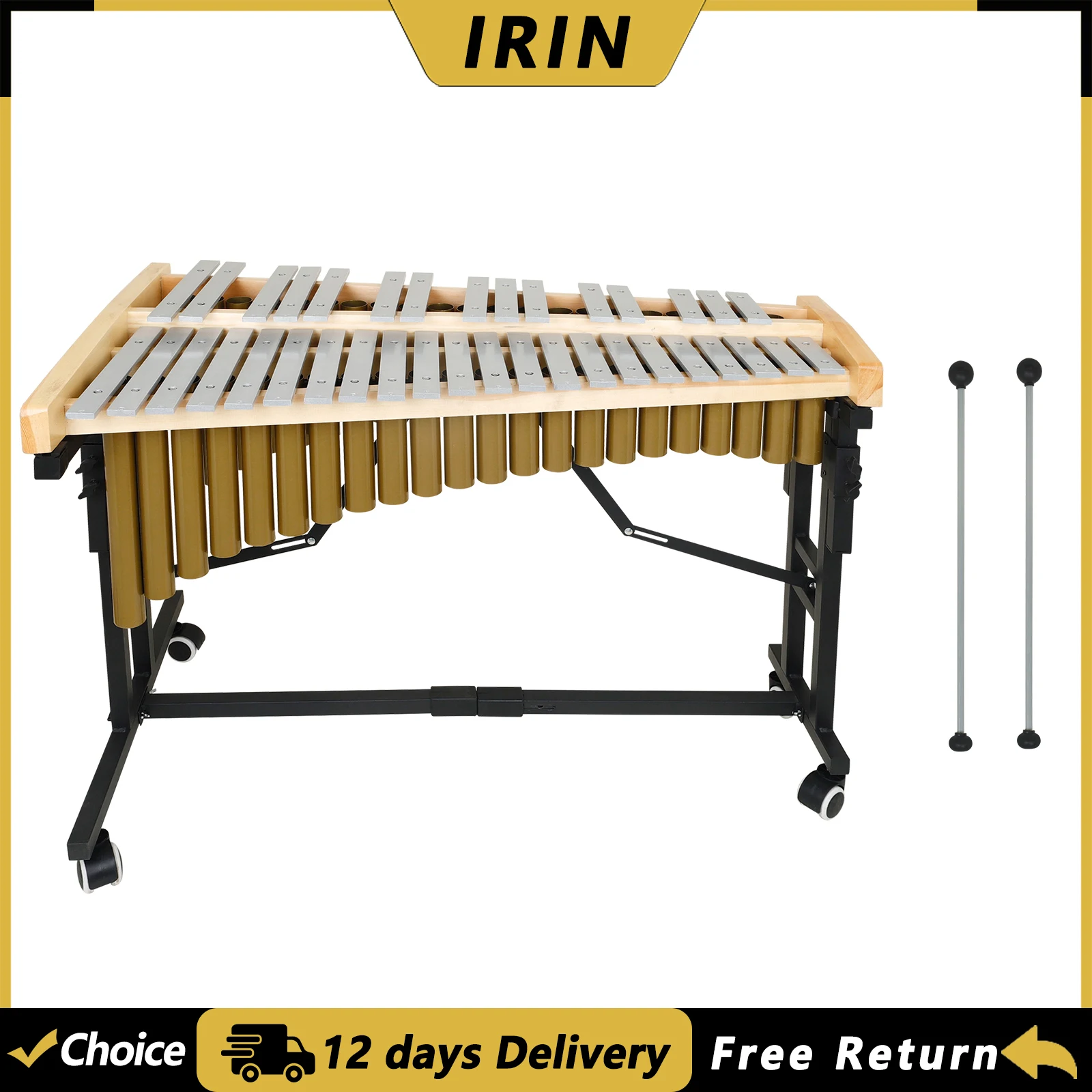  IRIN 37 Tone Keys Xylophone Vibraphone Glockenspiel Professional Marimba Aluminum Xylophone Percussion Instrument