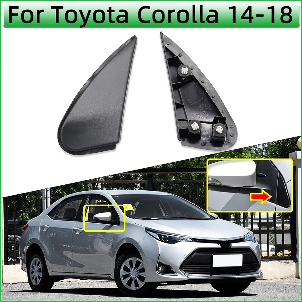 Cubierta de esquina de espejo retrovisor lateral de puerta delantera, embellecedor, tapa de guardabarros triangular, lado izquierdo y derecho, apto para Toyota Corolla 2014-2018 E18X