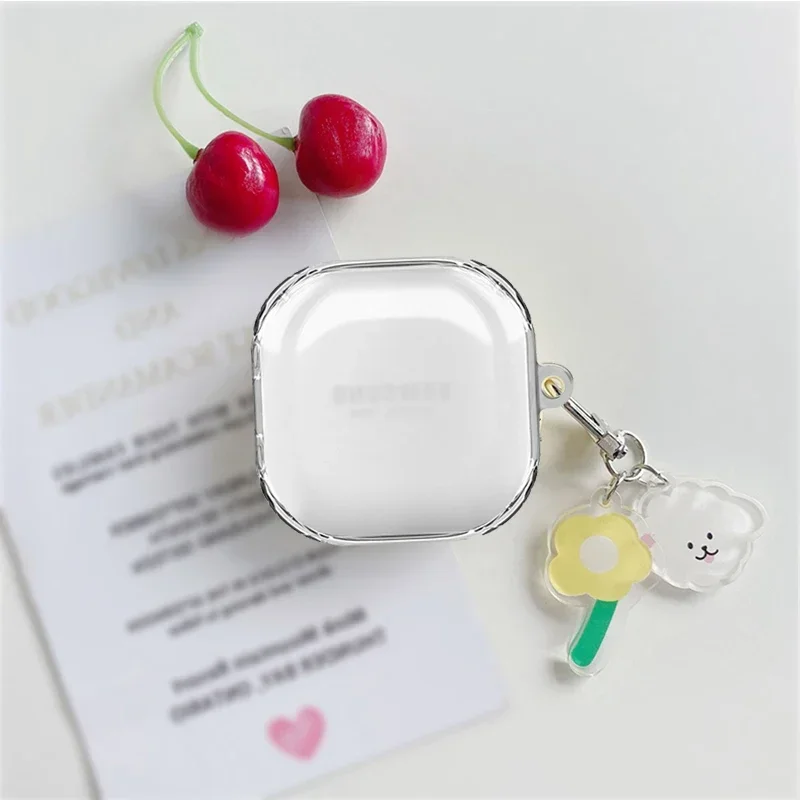 حافظة ناعمة وواضحة لسامسونج جالاكسي براعم 2 برو/لايف/فاي ، تصميم كرتون خوخ لطيف