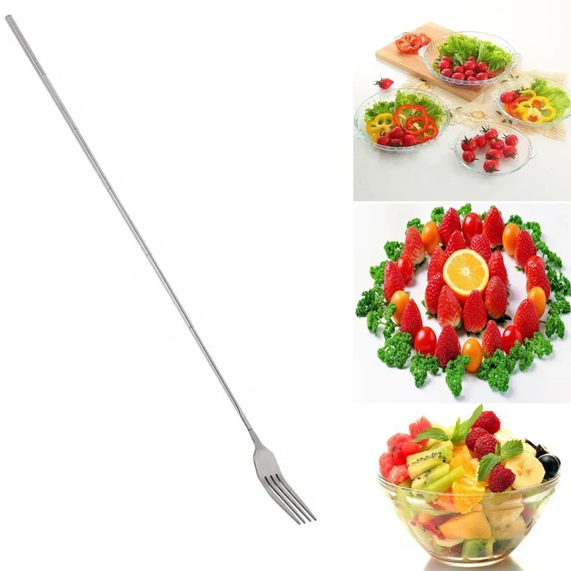 Silver Stainless Telescopic Extendable Fork Dinner Fruit Dessert Long Cutlery Forks BBQ Meat Fork Kitchen Dinnerware Tableware