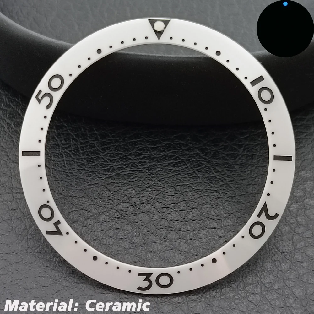 38mm ceramic bezel aluminum bezel suitable for 40mm case sub NH35 case  tilted blue-green luminous bezel watch accessories