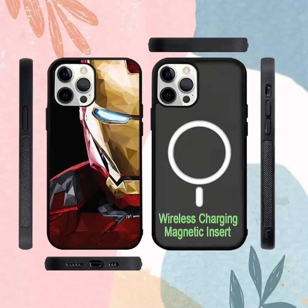 Funda Magnética de Carga Inalámbrica con Diseño de Armadura de Iron Man de la Película Cool-H-hero-Iron-Man-S para iPhone 11 12 13 14 15 16 17
